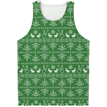 Christmas Pot Leaf Pattern Print Men's Tank Top