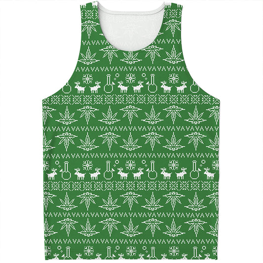 Christmas Pot Leaf Pattern Print Men's Tank Top