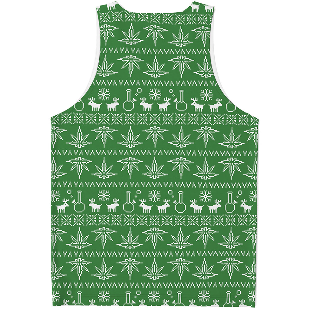 Christmas Pot Leaf Pattern Print Men's Tank Top