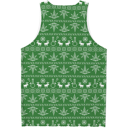 Christmas Pot Leaf Pattern Print Men's Tank Top