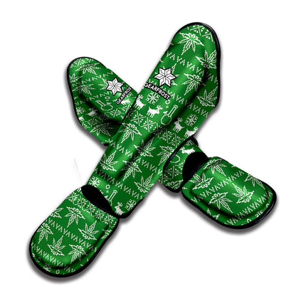 Christmas Pot Leaf Pattern Print Muay Thai Shin Guard