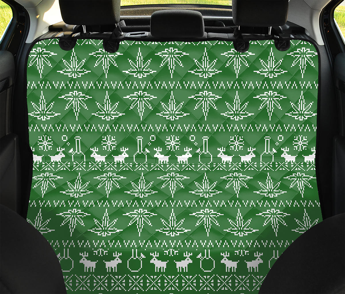 Christmas Pot Leaf Pattern Print Pet Car Back Seat Cover