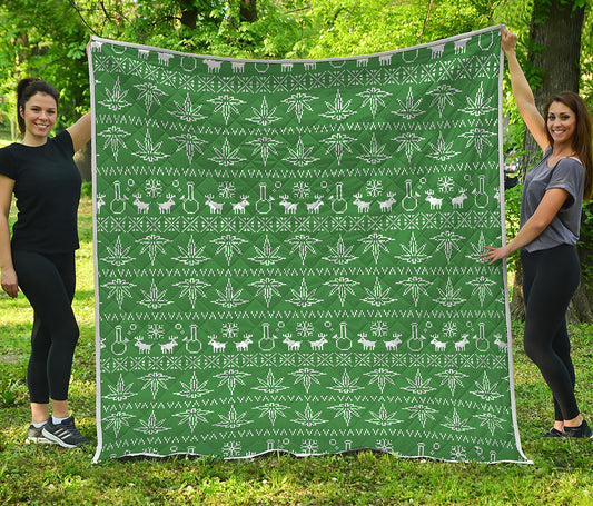 Christmas Pot Leaf Pattern Print Quilt