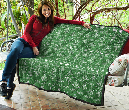Christmas Pot Leaf Pattern Print Quilt