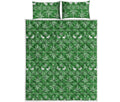 Christmas Pot Leaf Pattern Print Quilt Bed Set
