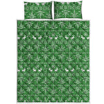 Christmas Pot Leaf Pattern Print Quilt Bed Set