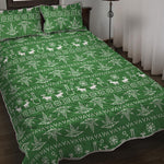 Christmas Pot Leaf Pattern Print Quilt Bed Set