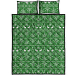 Christmas Pot Leaf Pattern Print Quilt Bed Set