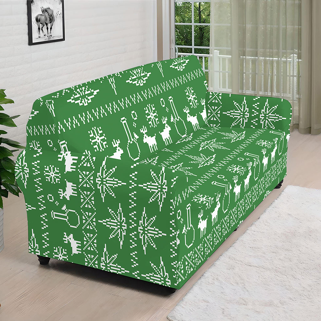 Christmas Pot Leaf Pattern Print Sofa Cover