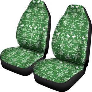 Christmas Pot Leaf Pattern Print Universal Fit Car Seat Covers