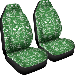 Christmas Pot Leaf Pattern Print Universal Fit Car Seat Covers