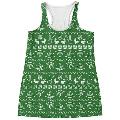 Christmas Pot Leaf Pattern Print Women's Racerback Tank Top