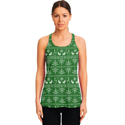 Christmas Pot Leaf Pattern Print Women's Racerback Tank Top