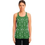 Christmas Pot Leaf Pattern Print Women's Racerback Tank Top