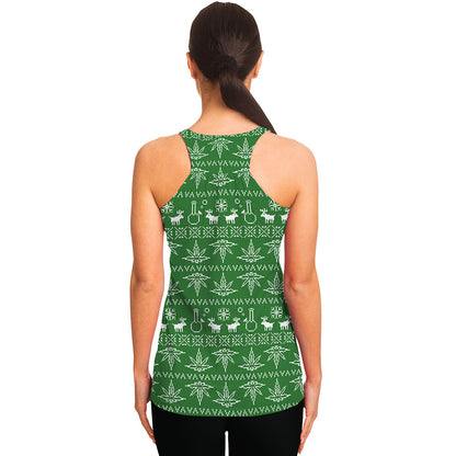 Christmas Pot Leaf Pattern Print Women's Racerback Tank Top