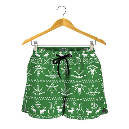 Christmas Pot Leaf Pattern Print Women's Shorts