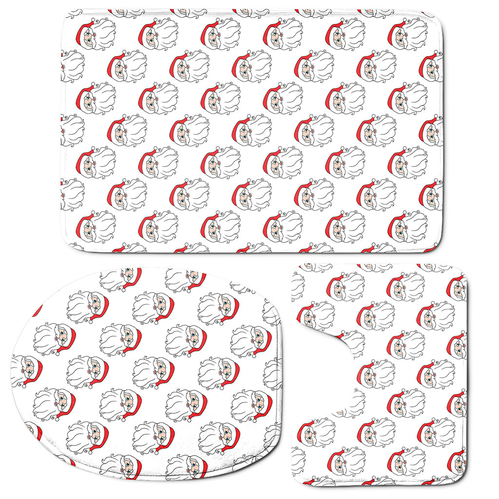 Christmas Santa Claus Pattern Print 3 Piece Bath Mat Set