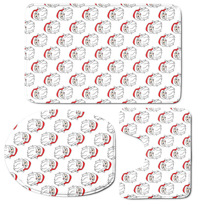 Christmas Santa Claus Pattern Print 3 Piece Bath Mat Set