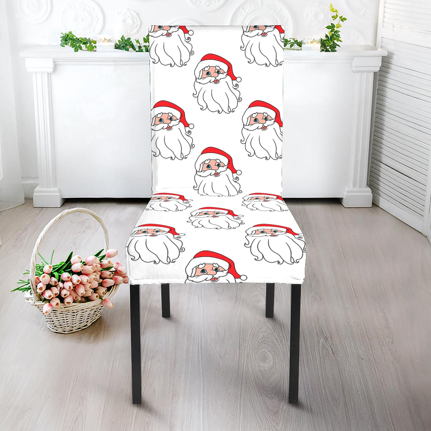 Christmas Santa Claus Pattern Print Dining Chair Slipcover