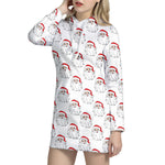 Christmas Santa Claus Pattern Print Hoodie Dress