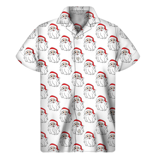 Christmas Santa Claus Pattern Print Men's Short Sleeve Shirt