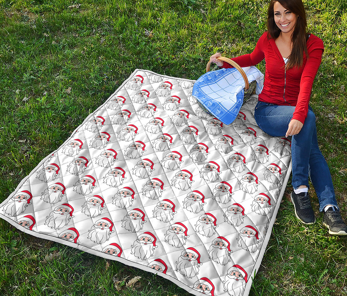 Christmas Santa Claus Pattern Print Quilt