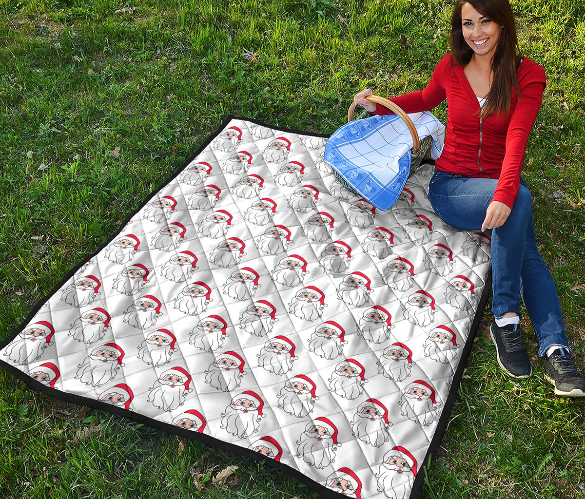 Christmas Santa Claus Pattern Print Quilt