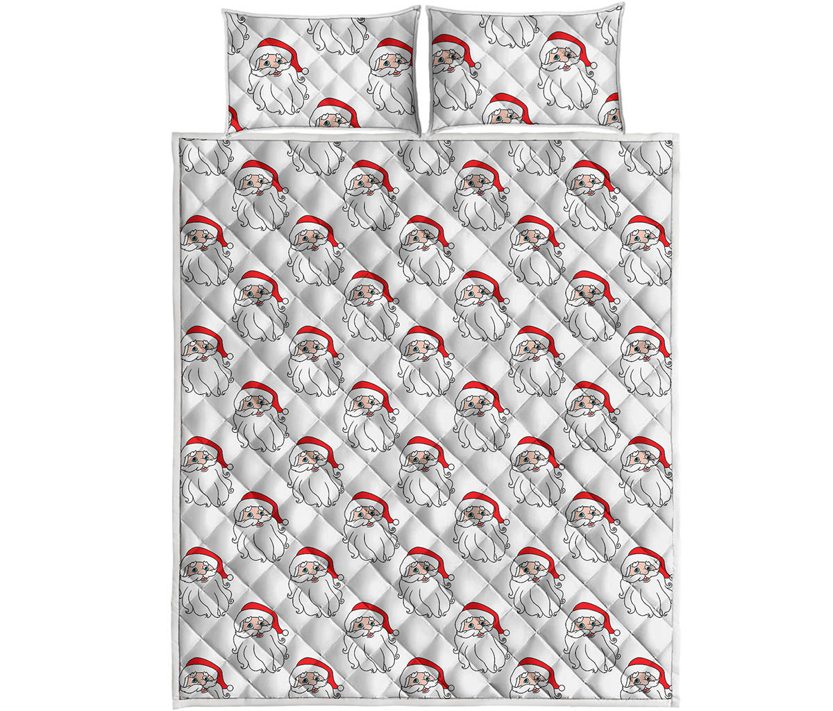 Christmas Santa Claus Pattern Print Quilt Bed Set