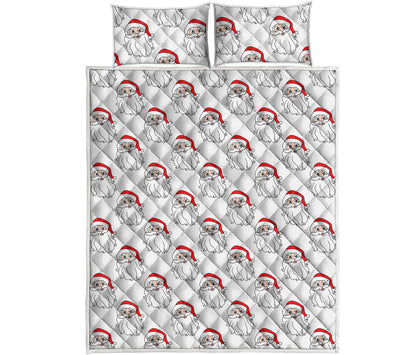 Christmas Santa Claus Pattern Print Quilt Bed Set