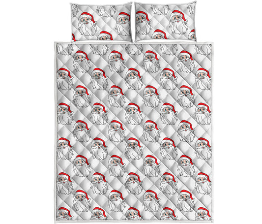 Christmas Santa Claus Pattern Print Quilt Bed Set