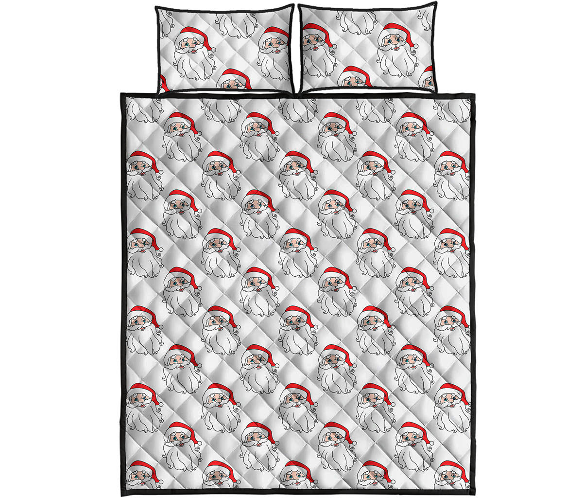 Christmas Santa Claus Pattern Print Quilt Bed Set
