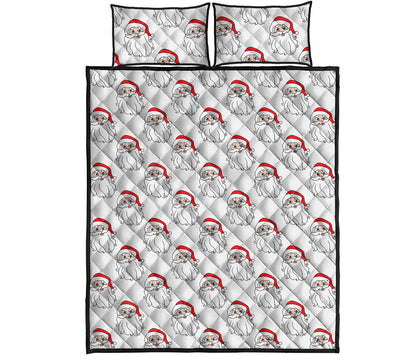 Christmas Santa Claus Pattern Print Quilt Bed Set