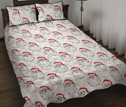 Christmas Santa Claus Pattern Print Quilt Bed Set