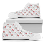 Christmas Santa Claus Pattern Print White High Top Shoes