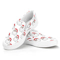 Christmas Santa Claus Pattern Print White Slip On Sneakers