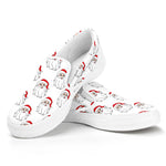 Christmas Santa Claus Pattern Print White Slip On Shoes