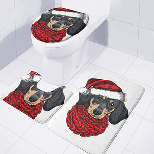 Christmas Santa Dachshund Print 3 Piece Bath Mat Set