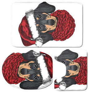 Christmas Santa Dachshund Print 3 Piece Bath Mat Set