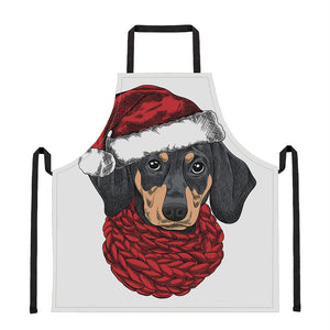 Christmas Santa Dachshund Print Apron