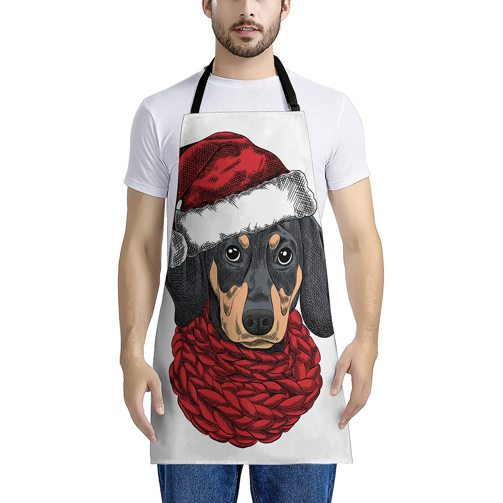 Christmas Santa Dachshund Print Apron