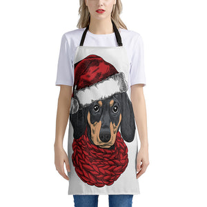 Christmas Santa Dachshund Print Apron