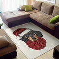 Christmas Santa Dachshund Print Floor Mat