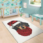 Christmas Santa Dachshund Print Area Rug