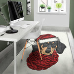 Christmas Santa Dachshund Print Area Rug