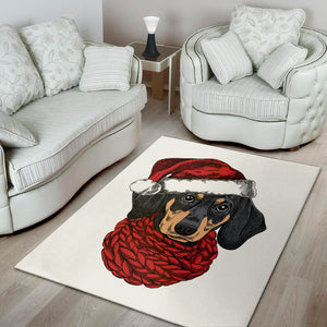 Christmas Santa Dachshund Print Area Rug