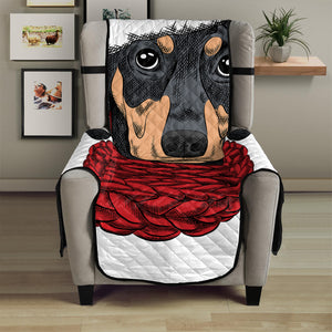 Christmas Santa Dachshund Print Armchair Protector