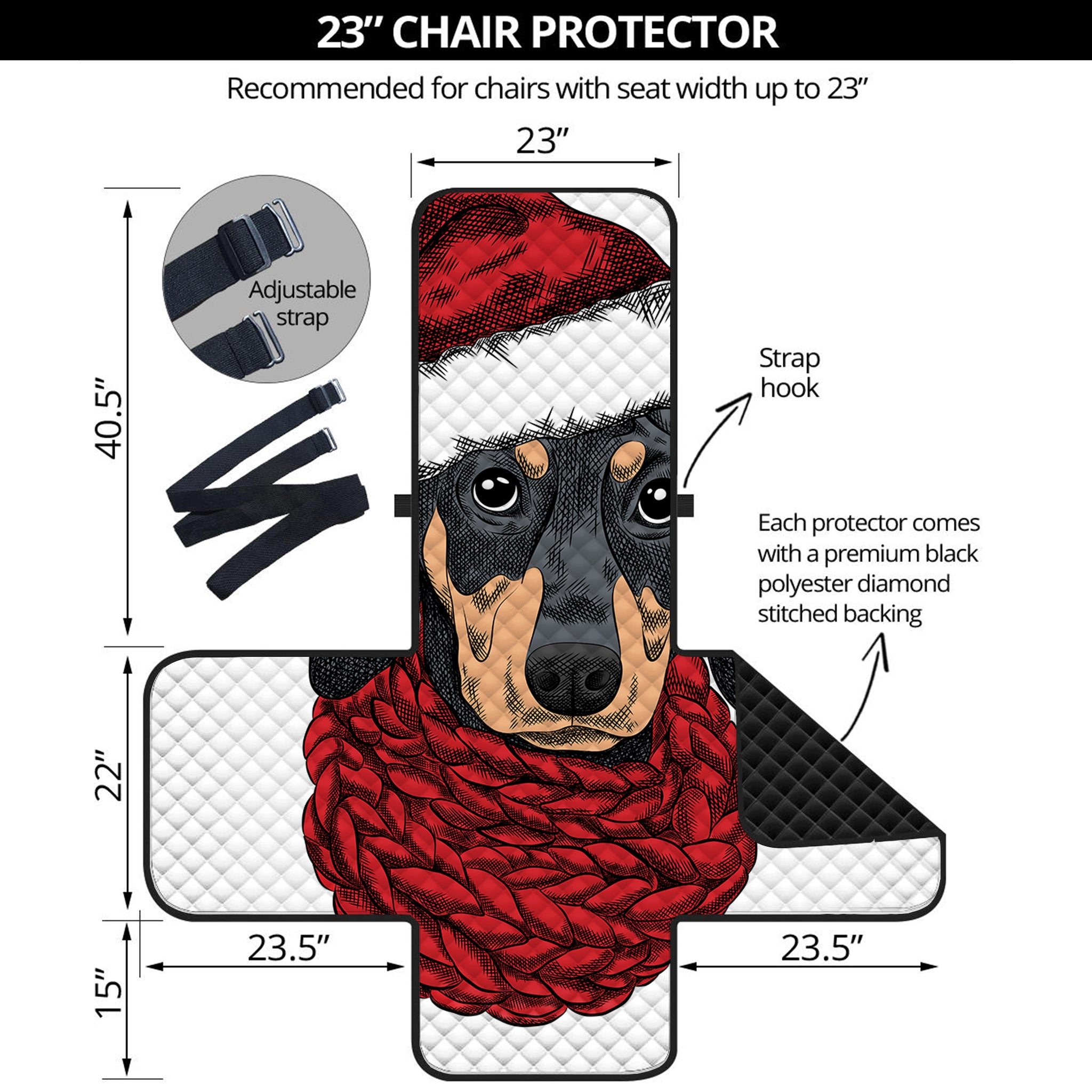 Christmas Santa Dachshund Print Armchair Protector