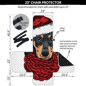 Christmas Santa Dachshund Print Armchair Protector