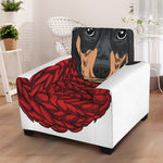 Christmas Santa Dachshund Print Armchair Slipcover