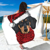 Christmas Santa Dachshund Print Beach Sarong Wrap